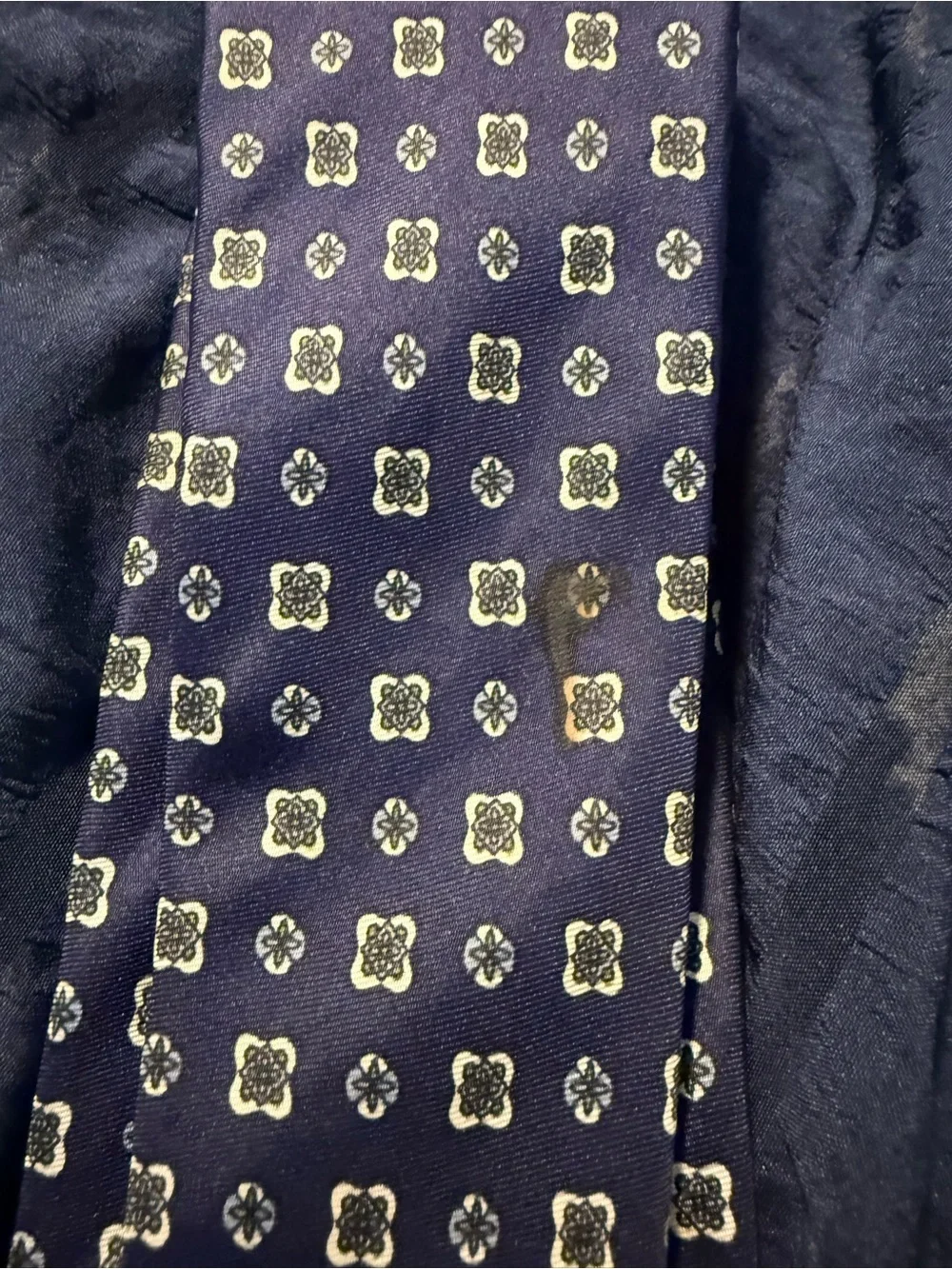 Navy Blue Floral Silk Tie